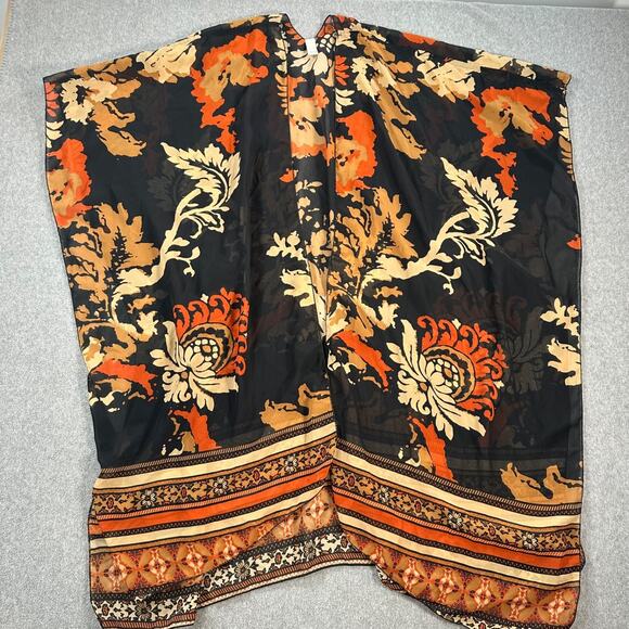 Cato Est.1946 Sheer Coverup Duster Open Women's One Size Black Floral Poncho - Picture 1 of 6